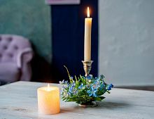 Мини-венок для свечи и декорирования "Душа летнего луга", голубой, Swerox