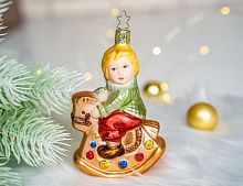 Ёлочная игрушка МАЛЫШ НА ЛОШАДКЕ-КАЧАЛКЕ, стекло, 12 см, Inge Glas