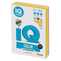 Бумага цветная для принтера IQ Color А4, 80 г/м2, 200 листов, 4 цвета, RB04