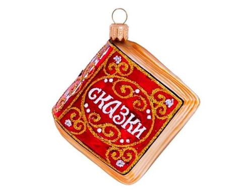 Ёлочная игрушка формовая КНИГА СКАЗОК, расписная, красная, 60 мм, стекло, Елочка