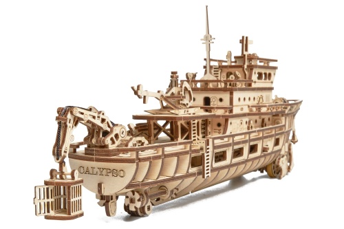Механическая деревянная сборная модель Wood Trick Исследовательская Яхта (Корабль) фото 7