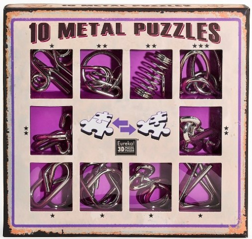 Набор из 10 металлических головоломок (фиолетовый) / 10 Metal Puzzles purple set