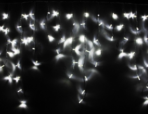 Светодиодная гирлянда Бахрома Super Rubber 4*0.8 м, 208 холодных белых LED ламп, черный каучук, соединяемая, IP44, SNOWHOUSE фото 5