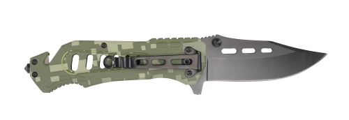 Нож Stinger, 88 мм, рукоять: алюминий (зеленый камуфляж), картонная коробка фото 2
