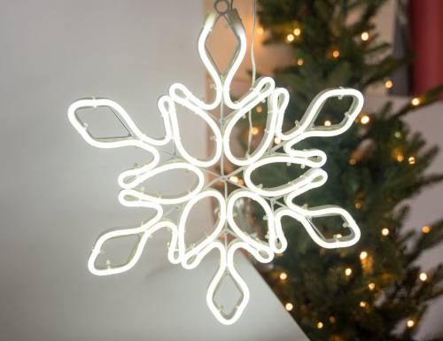 Светящаяся "Снежинка шайн", холодные белые LED-огни, уличная, Kaemingk