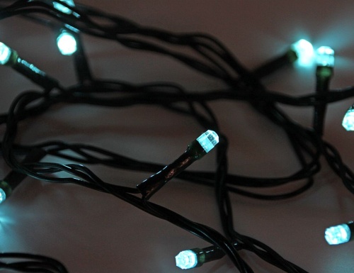 Электрогирлянда нить "Кристаллики", 120 LED-огней, 12 м, коннектор, зеленый провод PVC, уличная, SNOWHOUSE фото 3