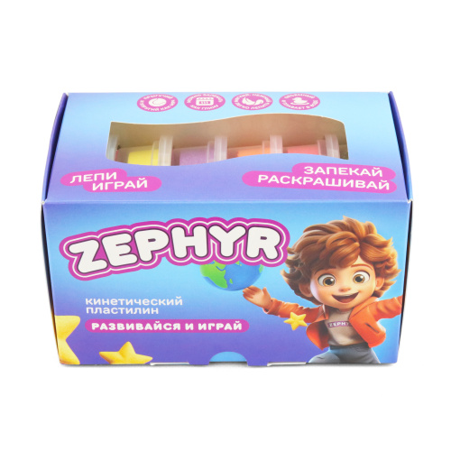 Кинетический пластилин "Zephyr" (Зефир) Набор из 6 цветов по 75 гр фото 7