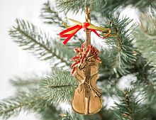 Ёлочная игрушка ВОЛШЕБНАЯ СКРИПКА с красным бантом, полистоун, 14 см, Winter Deco