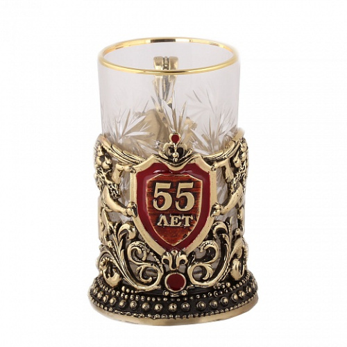 Подстаканник - "Чудеса из Дерева" - "Чайная пара Юбилей 55 лет + Настоящий мужчина в деревянном футляре" (50107077), объем 024 л, размеры футляра 1816,510 см, подстаканник со стаканом h13 см, материалы дерево/сталь/хрусталь/латунь, цвет коричневый/бордовы фото 7