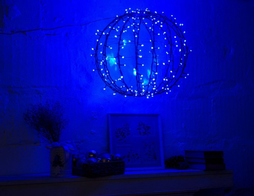 Светодиодное украшение ШАР - DANCING LIGHTS, 210 тёплых белых/разноцветных LED-огней, 48 см, таймер, ПДУ, уличный, Kaemingk фото 8