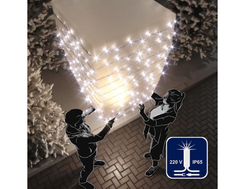 Гирлянда светодиодная уличная Rich Led Cap, 100 холодных белых LED ламп, мерцание, 10 м, белый КАУЧУК, соединяемая, IP65, Rich LED