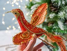 Ёлочная игрушка СЕЛАСФОРУС РУФУС на клипсе, полиэстер, красная, 35 см, Winter Deco