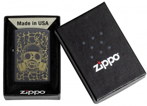 Зажигалка Zippo Skull Gas Mask, покрытие Black Matte, латунь/сталь, черная, матовая, 38x13x57 мм фото 2