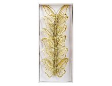 Набор декоративных бабочек ГРЕТА ОТО, органза, золотой, 9 см, 6 шт., Edelman
