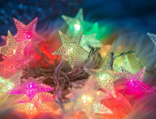 Электрогирлянда "Цветные звёздочки", 30 RGB LED-огня, 2.9+3 м, прозрачный провод, Kaemingk фото 2