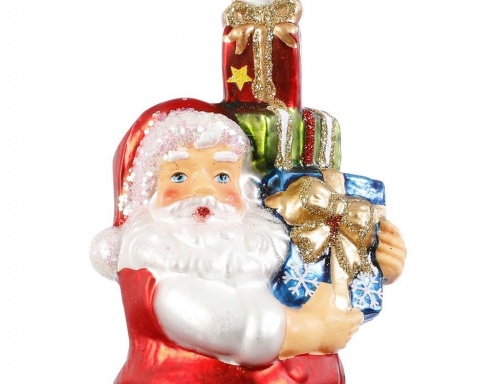 Ёлочная игрушка "Санта с подарками", стекло, 8х6.5х17.5 см, Edelman фото 2