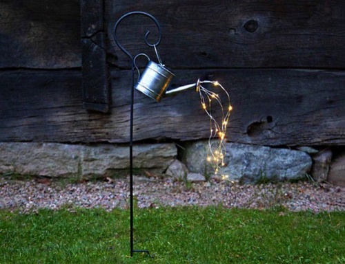 Садовый светильник опора для растений "Леечка", 28 тёплых белых микро LED-огней, на солнечной батарее, 67х24 см, STAR trading