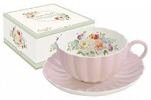 Чашка с блюдцем Королевский сад (розовая), 48182