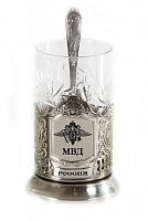 Подстаканник никелированный от "Орденом МВД/за веру и верность" из нержавеющей стали, стали, хрусталя, цвет: Серый Декоративные элементы: 65 см