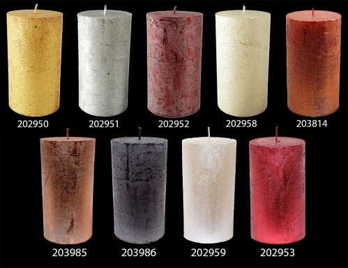 Свеча столбик "Металлик мрамор гранд", асс.9, 6.8х18 см, Kaemingk