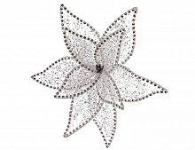 Украшение "Звёздный цветок" на клипсе, белый, 20 см, Kaemingk