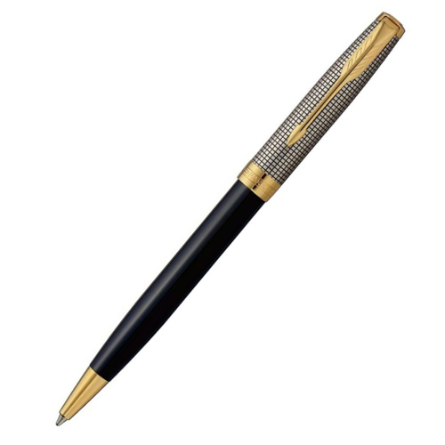 **Parker Sonnet Premium - Black Silver GT, шариковая ручка, M, BL  (СЕРЕБРО 925 пробы)