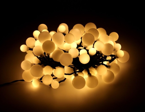 Электрогирлянда "Мультишарики - вишенки", 120 LED-огней, шарики разных диаметров, 9+5 м, уличная, Kaemingk фото 2