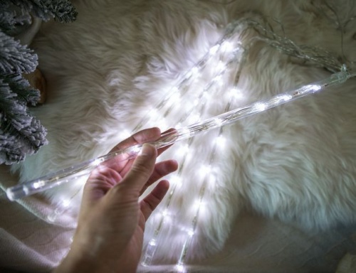 Гирлянда "Сосульки фейерверк" 48 холодных белых LED в прозрачных трубках, с контроллером, прозрачный провод, SNOWHOUSE фото 3