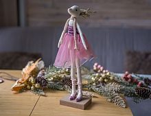 Новогодняя фигурка "Олениха балерина" стоящая, текстиль, 30 см., Due Esse Christmas