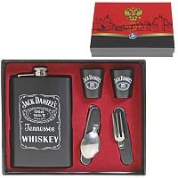 Набор "Jack Daniels", фляжка 255 мл., 2 стопки, нож,(2003) 22*17*4 см