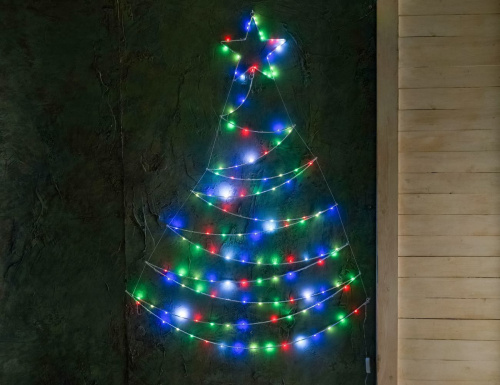 Настенное светящееся панно ЁЛКА 'ЗИМНЯЯ РАДУГА', 150 см, 140 разноцветных LED-огней, уличное, Kaemingk фото 3