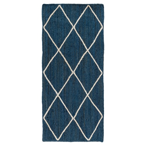 Ковер из джута темно-синего цвета с геометрическим рисунком из коллекции ethnic, 70х160 см фото 6
