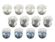 Набор стеклянных шаров ПУШИСТЫЙ ШИК, серебряные белые и голубые, 8 см (упаковка - 12 шт.), Edelman
