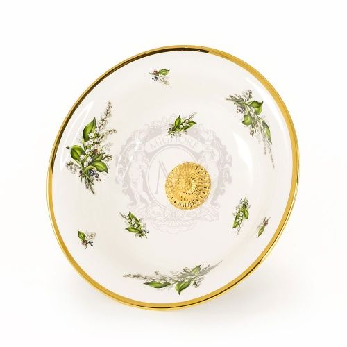 PRIMAVERA Блюдо 33х33хH19,5 см, керамика, цвет белый, декор золото фото 2