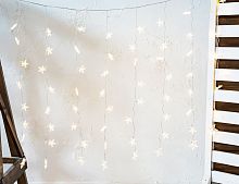 Световой занавес "Звёздный вечер", 64 тёплых белых LED-огня, 1.2х1+3 м, прозрачный провод, Kaemingk