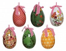 Набор пасхальных украшений "Цветочная радость" (яйца на подвесках), фомиаран, 4х6 см (6 шт.), Kaemingk