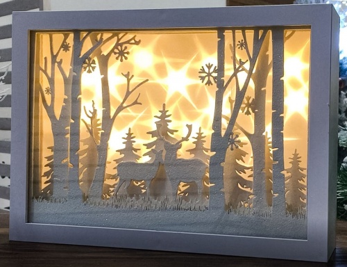 Светящаяся декорация "Олений лес", белое, 16 тёплых белых LED-огней, 6.7x30x21.5 см, таймер, батарейки, Kaemingk фото 2