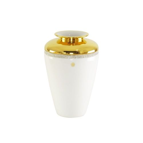 DUBAI Ваза D24хН36 см, керамика, цвет белый, декор золото, swarovski