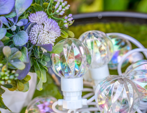 Светодиодная гирлянда из лампочек Party Lights - РАДУЖНЫЕ ШАРИКИ,  20 тёплых белых LED-огней, 10 м, коннектор, белый провод, уличная, Winter Deco фото 2