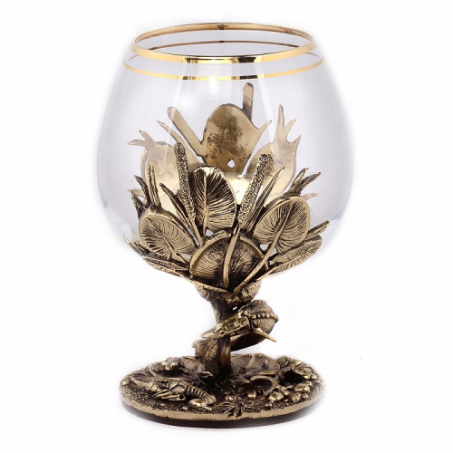 Бокалы - "Aquatic Serenity Glassware" - Бокал для коньяка "Осетр" (Душа поет, когда клюет) во футляре пейсли, высотой 13 см, диаметром 6 см и объемом 310 мл, упаковка размером 271510
