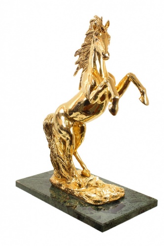 Скульптура большая "Конь" с покрытием золотом фото 2