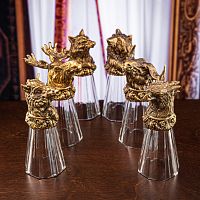 Набор лафитников-перевертышей 6 штук в упаковке пейсли, материал: стекло/латунь