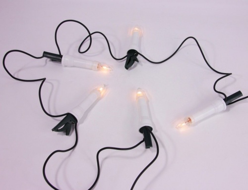 Электрогирлянда "Стильные свечи", на клипсах, белые, 16 ламп, 6+1.5 м, чёрный провод, уличная, Koopman International фото 2