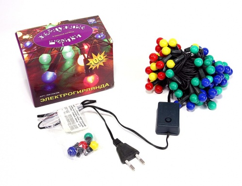 Электрическая гирлянда "Жемчужные шарики", разноцветные лампы, контроллер, зеленый провод, SNOWHOUSE фото 5