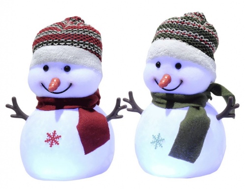 Светящаяся миниатюра "Задорный снеговичок" с разноцветными LED огнями, 18 см, асс.3, батарейки, Kaemingk фото 3