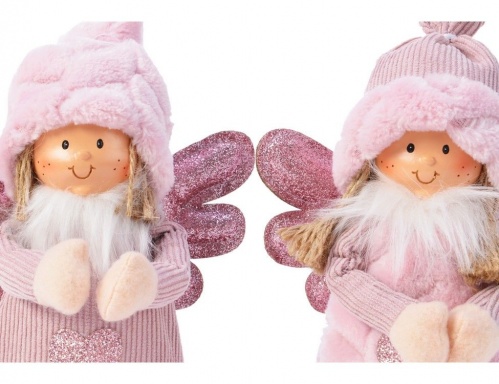Ёлочная игрушка "Розовый ангелочек", текстиль, 15x9x18 см, разные модели, Kaemingk фото 2
