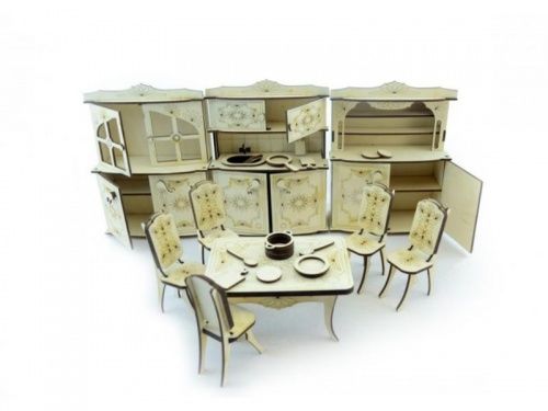 Конструктор 3D деревянный подвижный Lemmo Набор мебели кухня фото 2