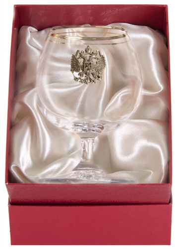 Бокал для коньяка с двойной золотой обводкой(накладка Герб латунь) кр.пейсли