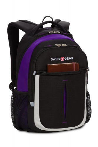 Рюкзак Swissgear, чёрный/фиолетовый/серебристый, 32х15х45 см, 22 л фото 5