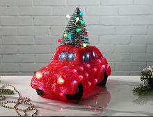 Светящаяся фигура АВТОМОБИЛЬЧИК ДЛЯ ЁЛОЧКИ, акрил, 80 холодных белых LED-огней, 38 см, таймер, батарейки, уличный, Kaemingk